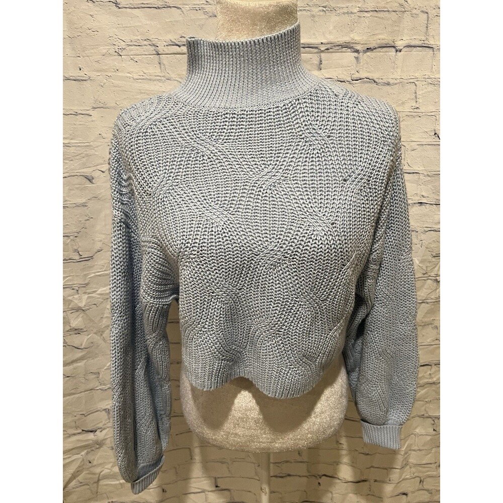 Altar’d State Top Adult Blue Crop Long Sleeve Knit Sweater Women’s Small